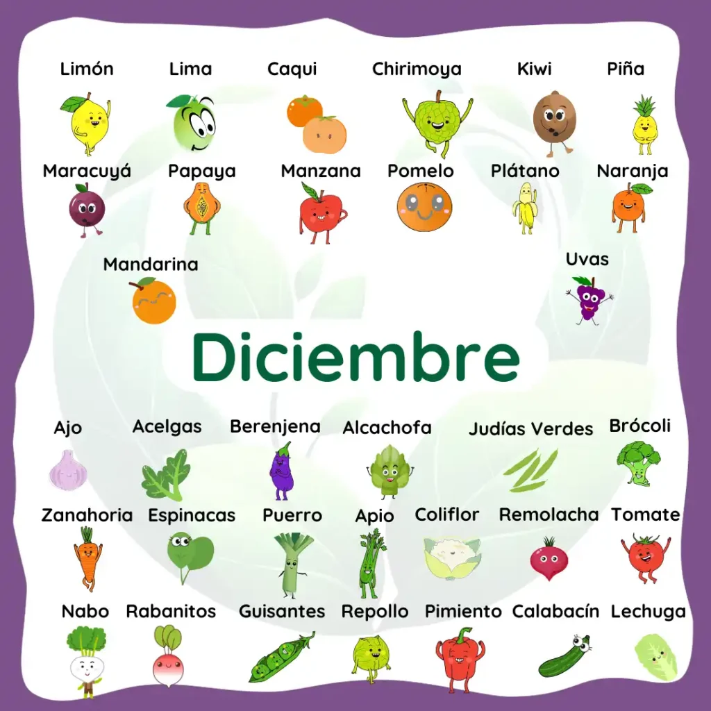 frutas y verduras de temporada diciembre