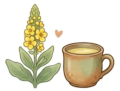 ilustración gordolobo con té
